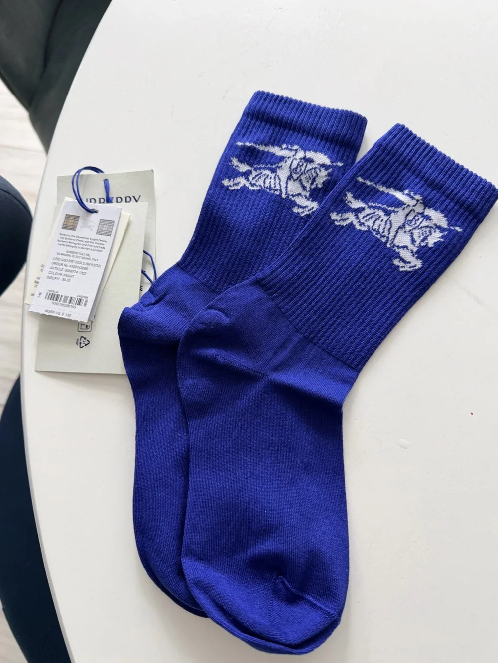 Burberry Boy’s Blue Logo Crew Socks size 13-1